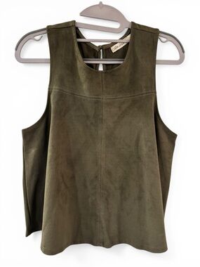 Chloe & Katie Olive Green Faux Suede Sleeveless Tank - Size M